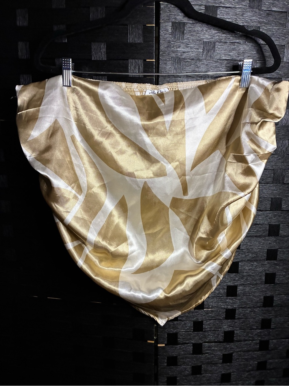 Satin Abstract Print Blouse in Tan and Cream